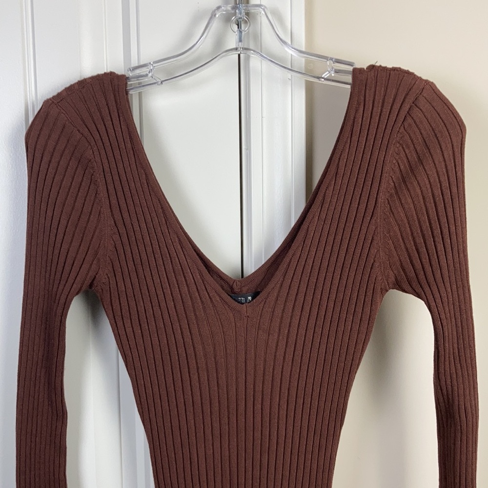 Chocolate Ribbed Bodycon - Picture 2 of 4